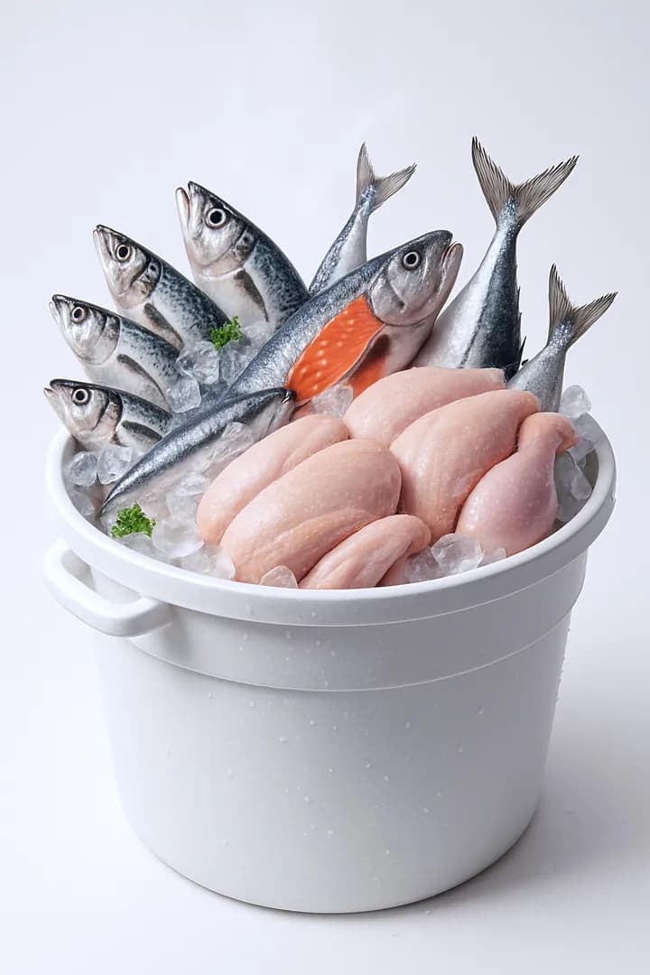 Fresh fish and chicken