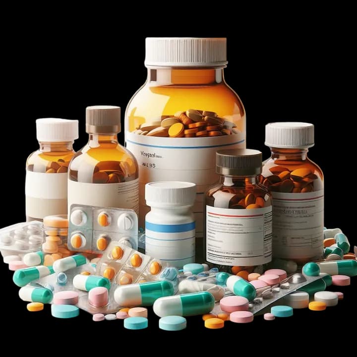 Medicine bottles and tablets